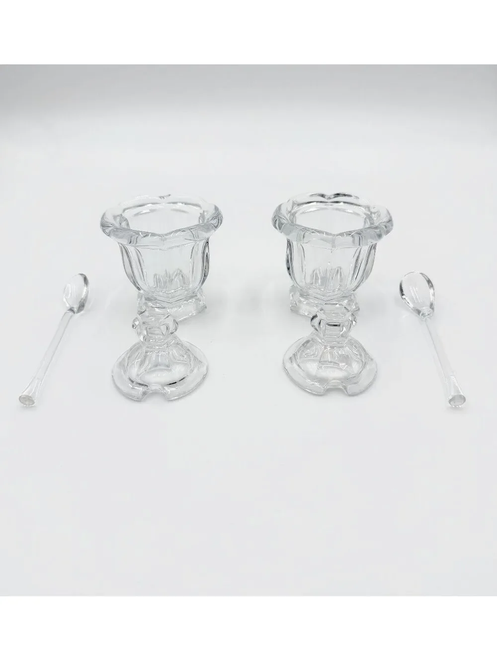 Pair of Baccarat Crystal Harcourt Missouri Jam Jars Lidded with Spoons